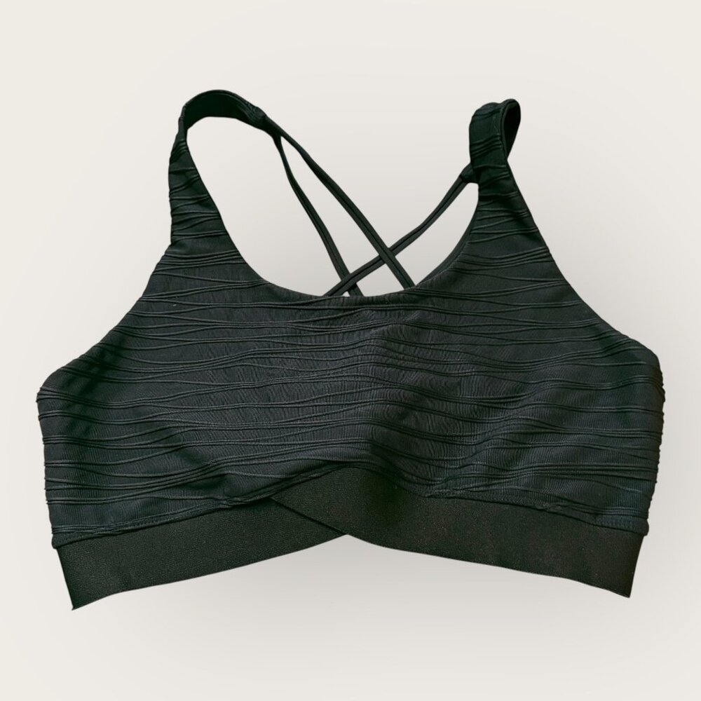 LINC Active Criss Cross Back Black Sports Bra Size Large
